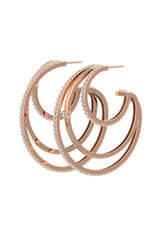 Triple Line 18K Rosegold Hoops w. Lab-Grown Diamonds