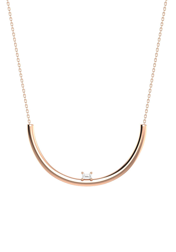 Moon Emerald 18K Rosegold Necklace w. Lab-Grown Diamond