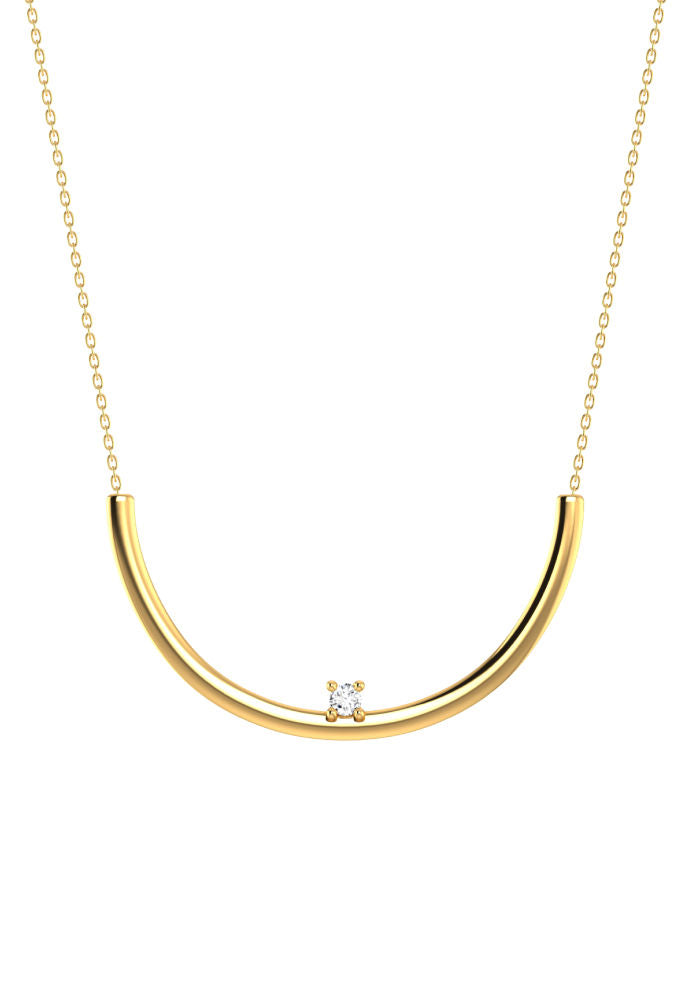 Moon 18K Gold Necklace w. Lab-Grown Diamond