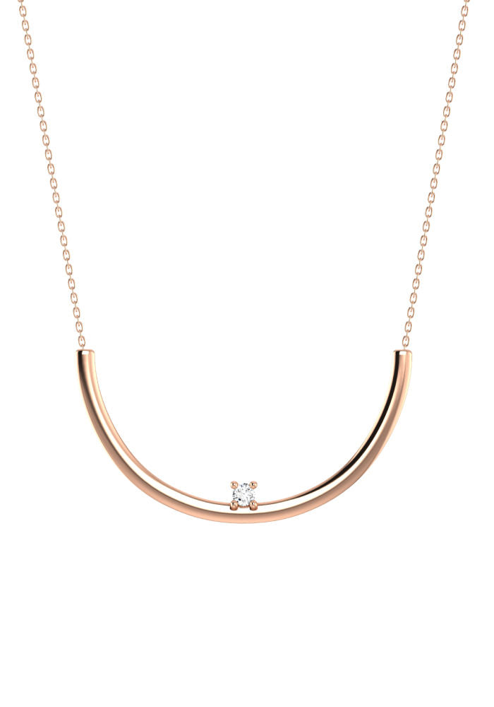 Moon 18K Rosegold Necklace w. Lab-Grown Diamond