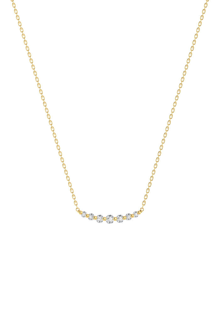 Double Degrade 18K Gold Necklace w. Lab-Grown Diamonds