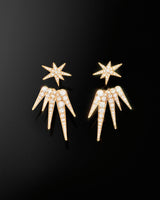 Funky Shooting Stars 5-pointed 18K Gold Earring-pendant w. Diamonds