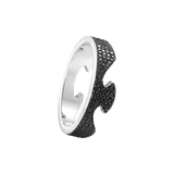 Fusion End Black 18K White Gold Ring w. Diamonds