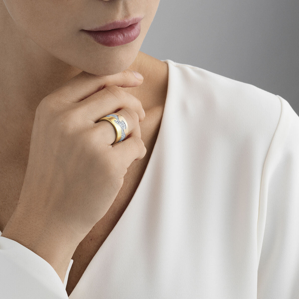 Fusion 18k Roségold, Gold & Weiß Gold Ring w. Pavé Diamonds