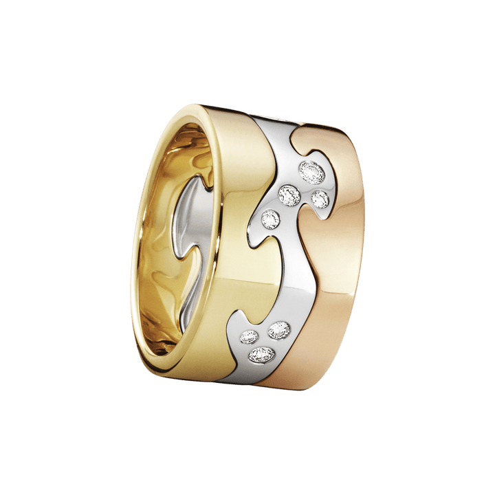 Fusion 18K Rose Gold, Gold & White Gold Ring w. Diamonds