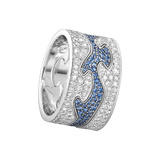 Fusion Blue Pavé 18K White Gold Rings w. Diamonds