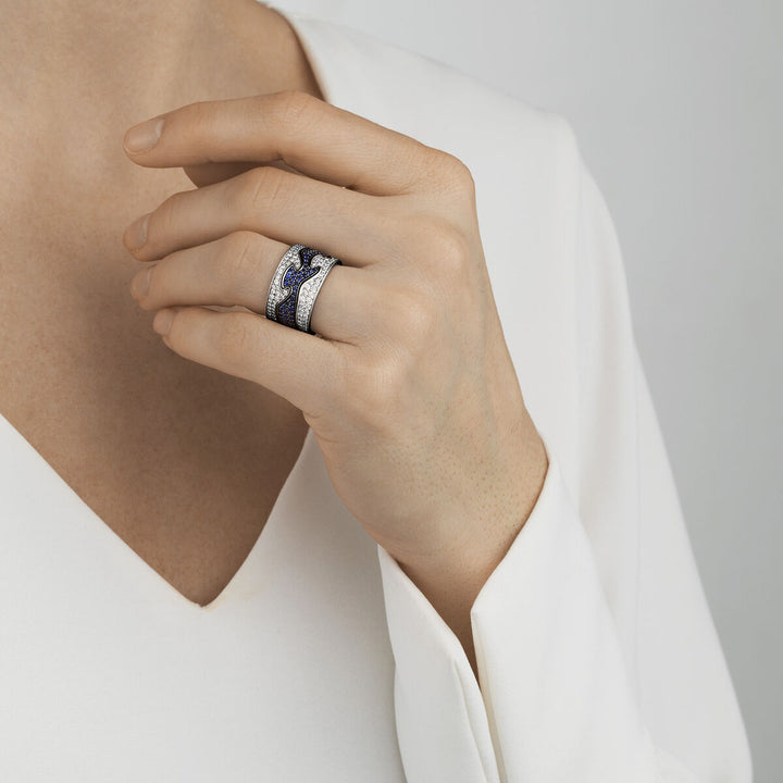 Fusion Blue 18K White Gold Rings w. Diamonds