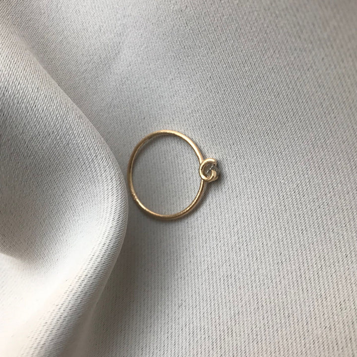 GLOW Rough 14K Goldring mit Diamant