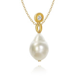 Glory Balance 18K Gold Pendant w. Diamond & South Sea Pearl