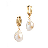 Gertrude Gold Plated Hoops w. White Pearls