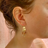 Gisella 14K goldbesetzter Ear Hook I Tigerauge  & Vintage Glasperle