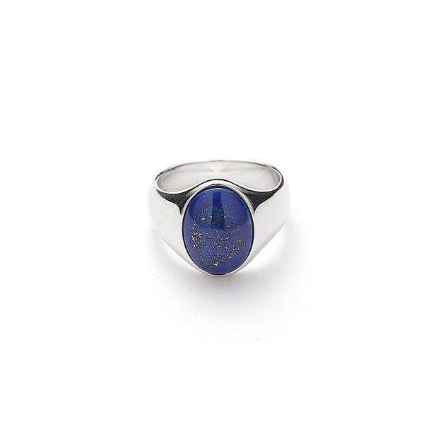 Hope Oval Signet Silver Ringw. Lapis