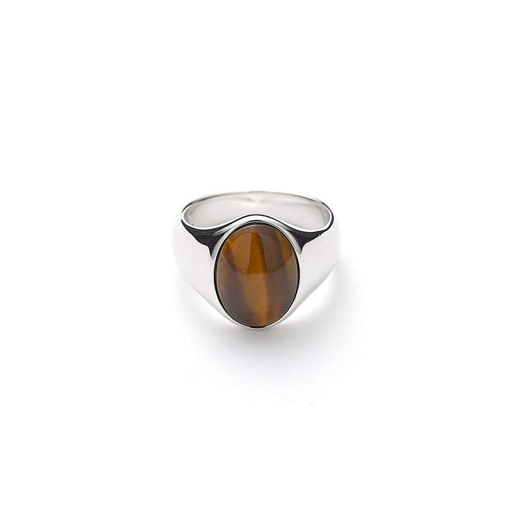 Hope Oval Signet Sølv Ring m. Tiger's Eye