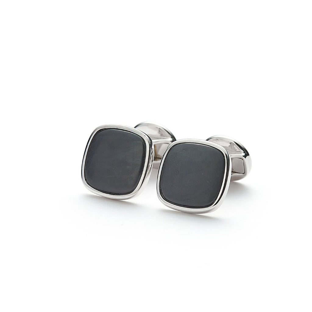 Hope Square silberne Cufflinks mit mattem Onyx