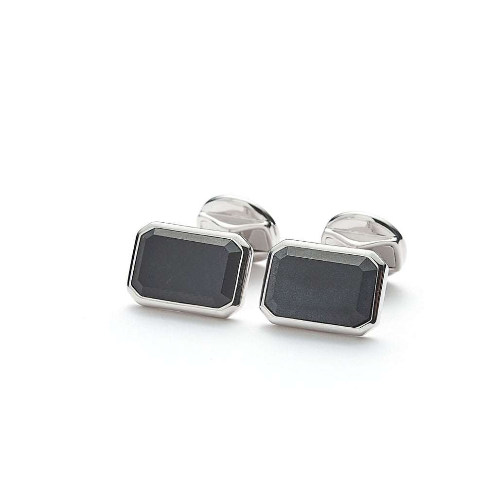 Hope Rektangel Sølv Cufflinks m. Onyx Mat