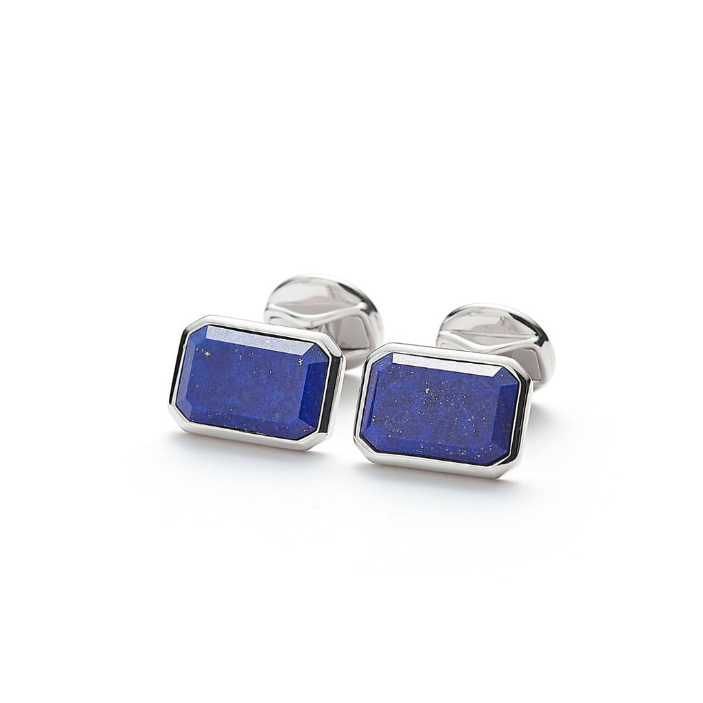 Hope Rectangle Silver Cufflinks w. Lapis