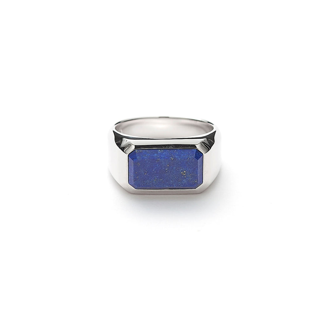 Hope Rektangel Signet Sølv Ring m. Lapis