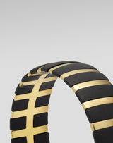 Helena Striped 18K Gold Bangle