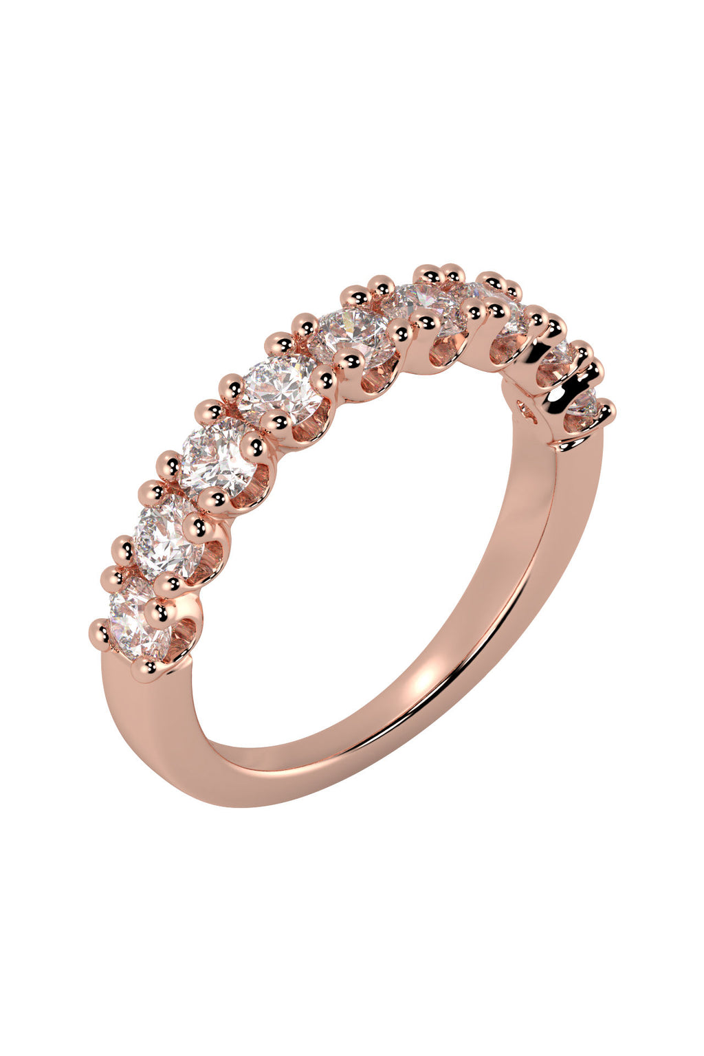 Half Eternity Band 0.10ct 18K Rose Gold Ring w. Lab-Grown Diamonds