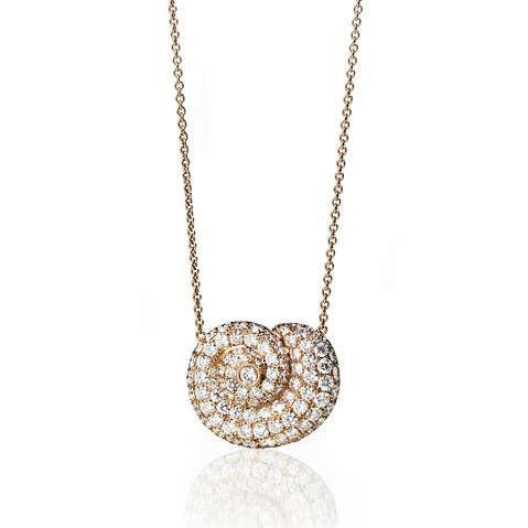 Conch Shell Dream 18K Gold, Rosegold or Whitegold Necklace w. Diamonds