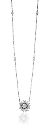 Flower Large 18K Gold, Rosegold or Whitegold Necklace w. Diamonds