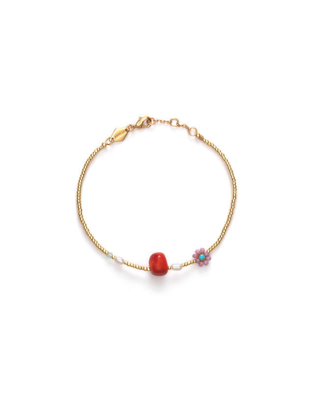 Hanalei Mulberry Armband I Vergoldet I Rote Schmuckperlen