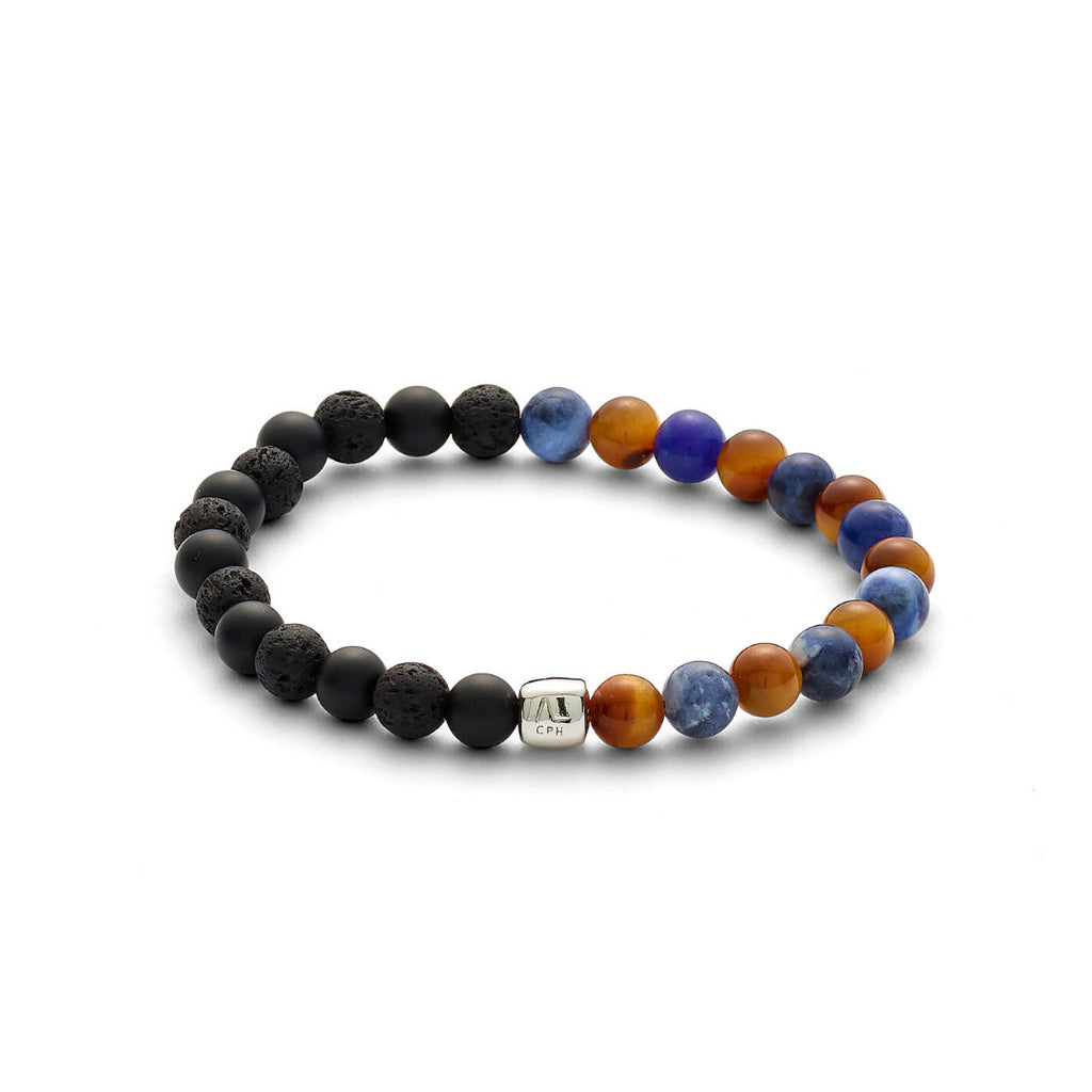 ColorUp Hong Kong (6mm) sølv Armbånd m. Onyx & Tigerøje
