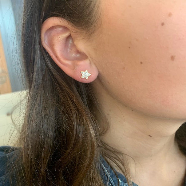 Star Ohrstecker aus 18K Gold, Rosé- oder aus Weißgold I Diamanten