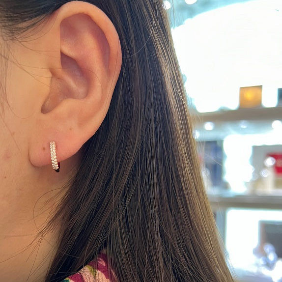 Kleine Creolen-Hoops aus 18K Gold, Rosegold oder Weißgold I Diamanten
