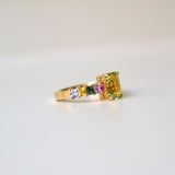 Monara Saka 18K Gold Ring w. Tourmaline & Sapphires