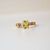 Monara Saka 18K Gold Ring w. Tourmaline & Sapphires