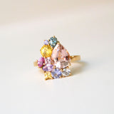 Monara Desi 18K Guld Ring m. Turmalin, Safirer & Tanzanit Sten