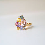 Monara Desi 18K Guld Ring m. Turmalin, Safirer & Tanzanit Sten