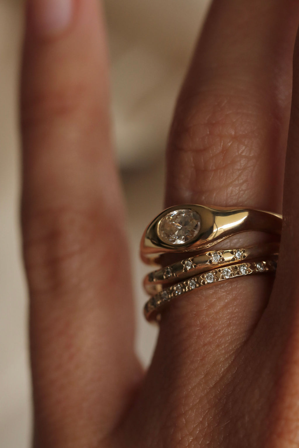 Isabel 18K Gold Ring w. Champagne Diamond