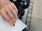 Dreireihiger Single Parallel Goldring aus 18K, Rosegold- oder Weißgold I Diamanten