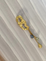 Liquid Earring w. colorful gems and gold pendant