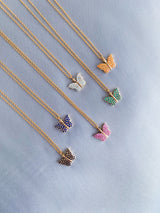 Butterfly 18K Gold Plated Necklace w. Black Zirconias