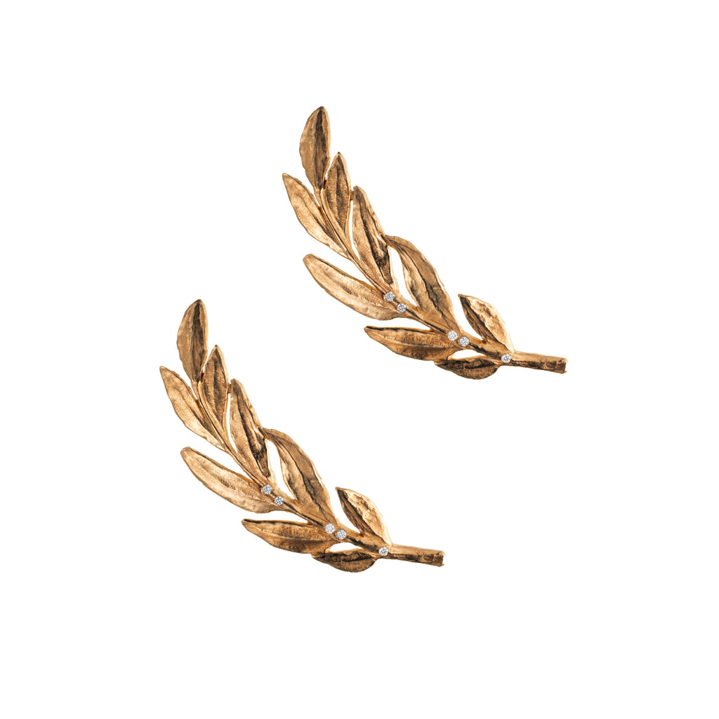 Small Fern 14K Gold Studs