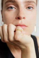 Irregular Band 18K Gold Ring w. Diamonds