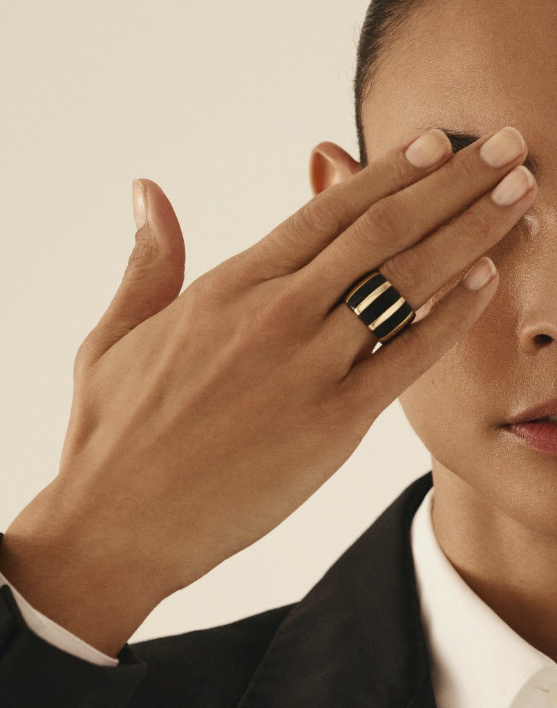 Isadora Striped 18K Gold Ring