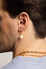 IX Bera 22K Gold plattiert Hoop w. Perlenreferen