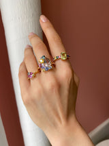Monara Saka 18K Gold Ring w. Tourmaline & Sapphires
