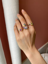 Monara Desi 18K Guld Ring m. Turmalin, Safirer & Tanzanit Sten