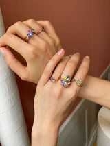 Monara Desi 18K Guld Ring m. Turmalin, Safirer & Tanzanit Sten