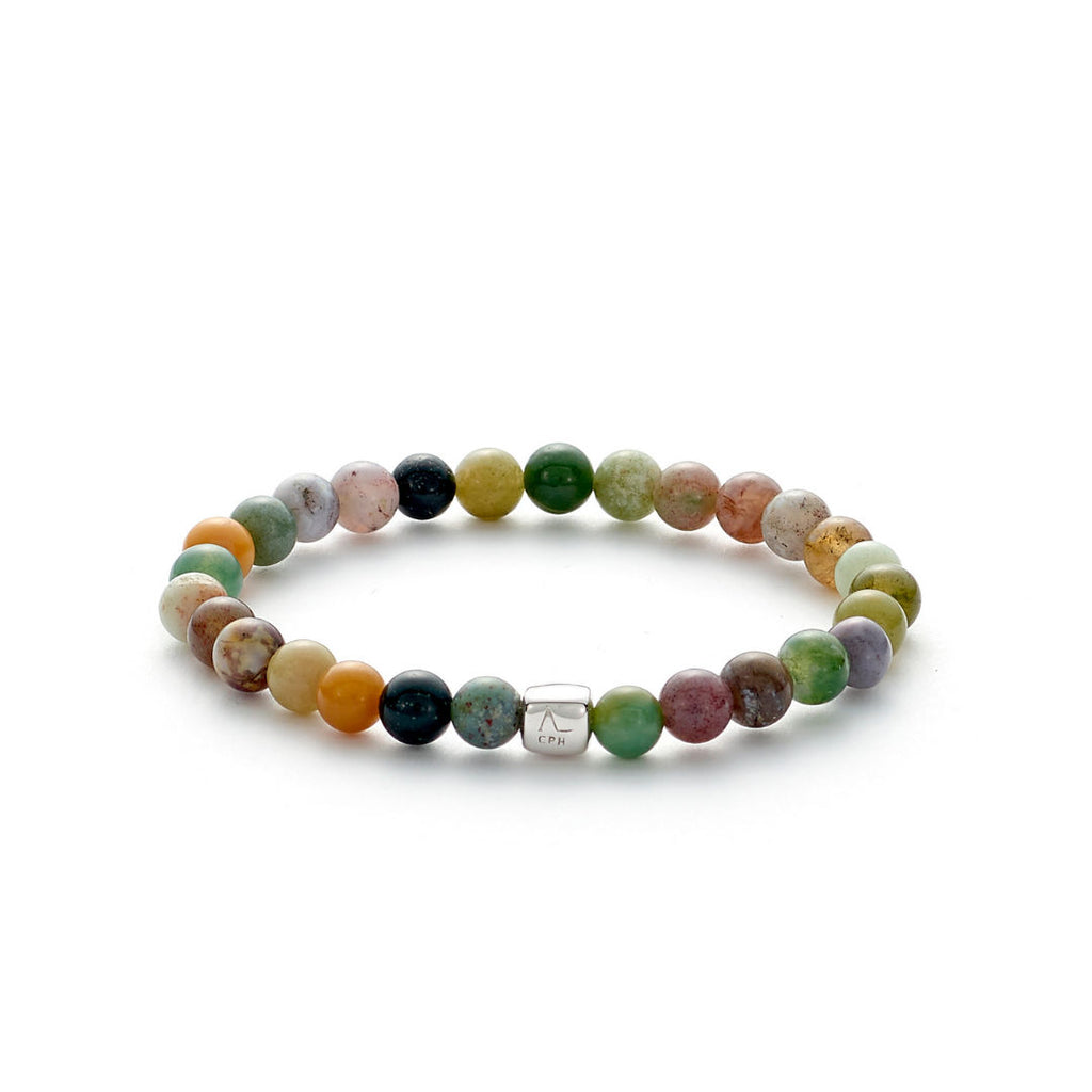 ColorUp Indian (6mm) Silver Bracelet w. Agate