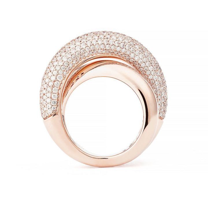 Infinity Loop Big Half Pavé 18K Rosegold Ring w. Diamonds