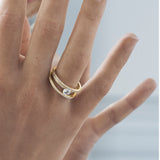 Halo Solitaire 18K Gold Ring w. Diamonds 0.58 ct
