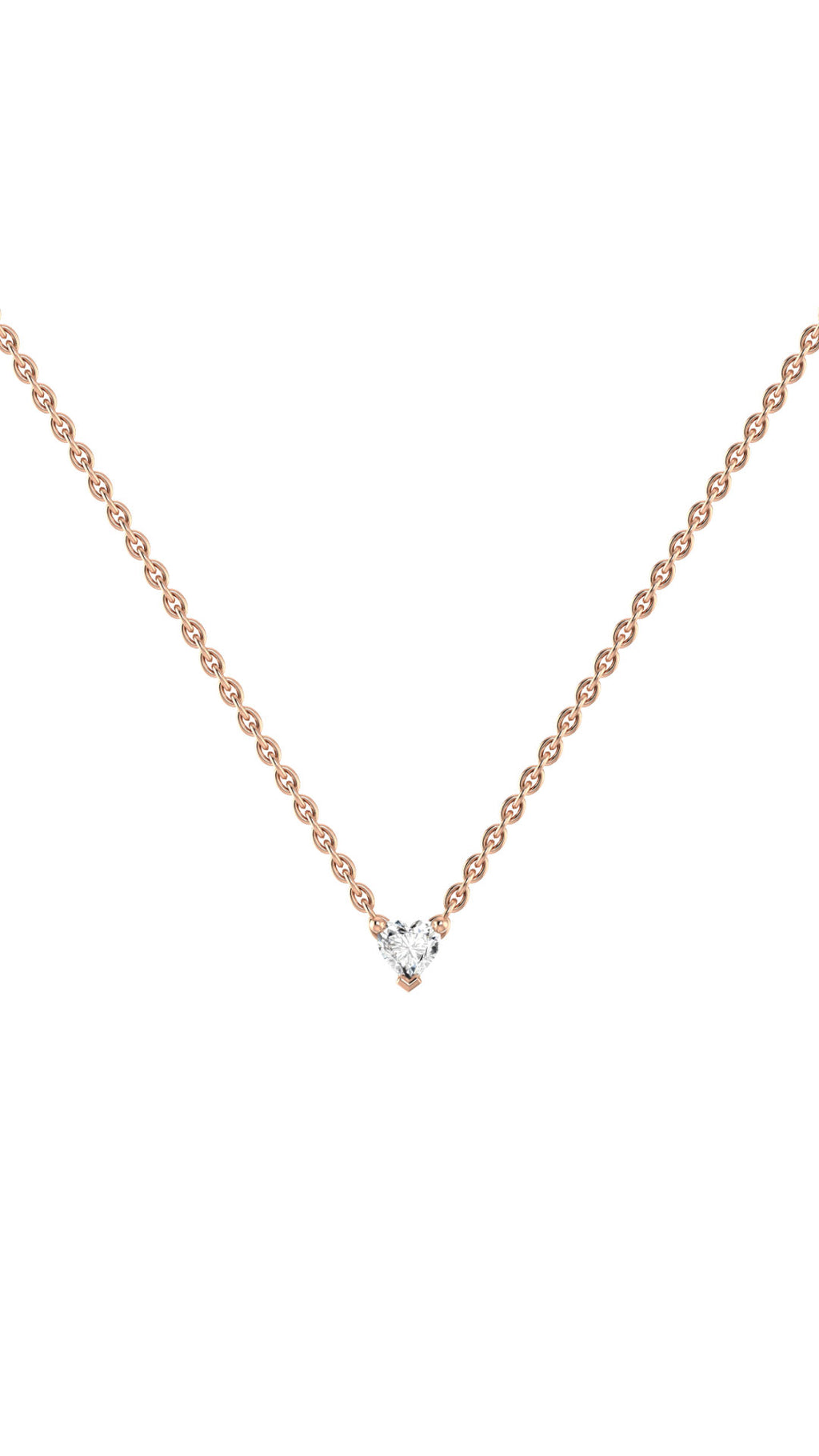 Heart 18K Rosegold Necklace w. Lab-grown Diamond