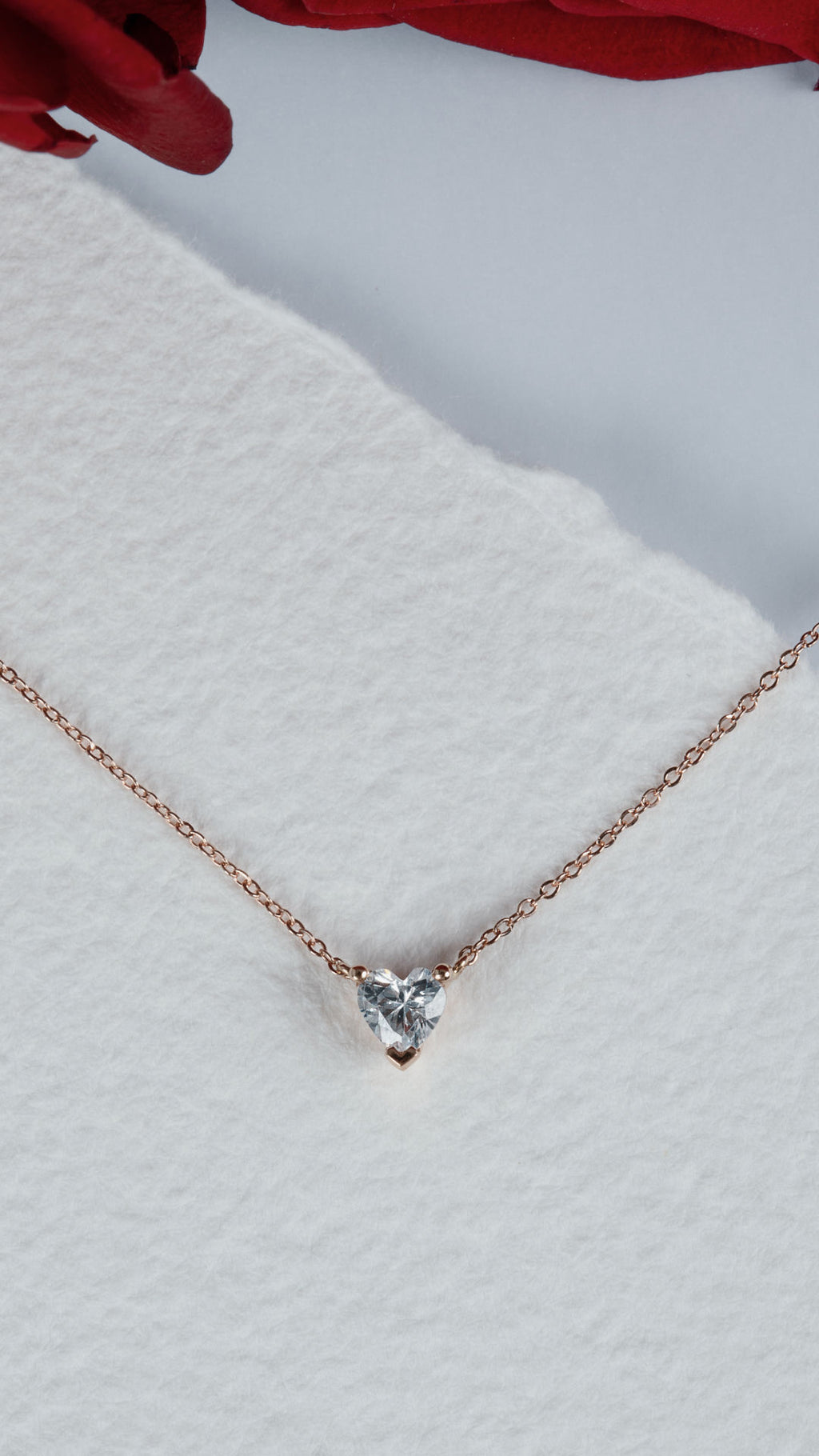 Heart 18K Rosegold Necklace w. Lab-grown Diamond