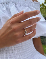 Meant to Be Her Polished 18K Gold Ring w. Diamonds & Topaz